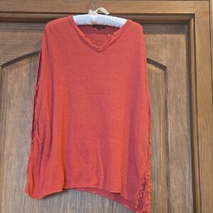 Pas De Calais Lightweight Womens Sweater With Frayed Trim